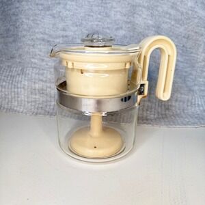 Vintage Gemco Glass Stovetop Coffee Percolator 4-6 Cup Cream MCM Made in USA